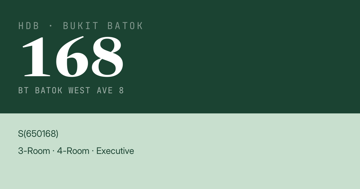 Blk 168 Bt Batok West Ave 8 HDB Resale | Price, Transactions & Rental Data