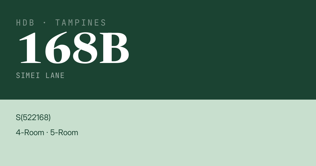 Blk 168B Simei Lane HDB Resale | Price, Transactions & Rental Data