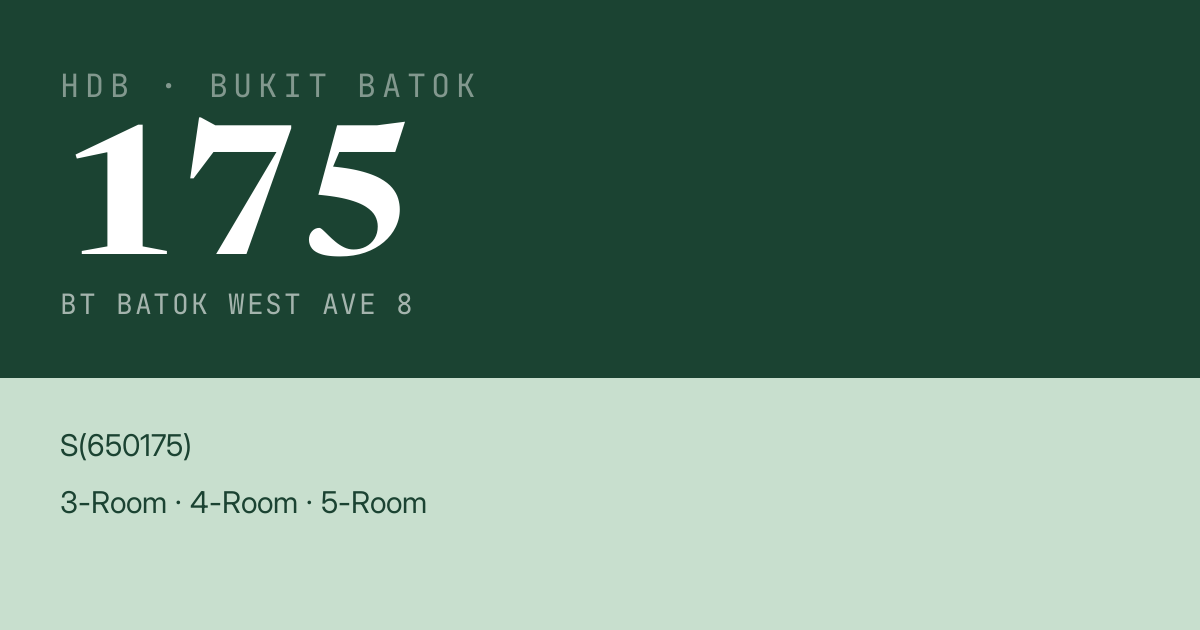 Blk 175 Bt Batok West Ave 8 HDB Resale | Price, Transactions & Rental Data