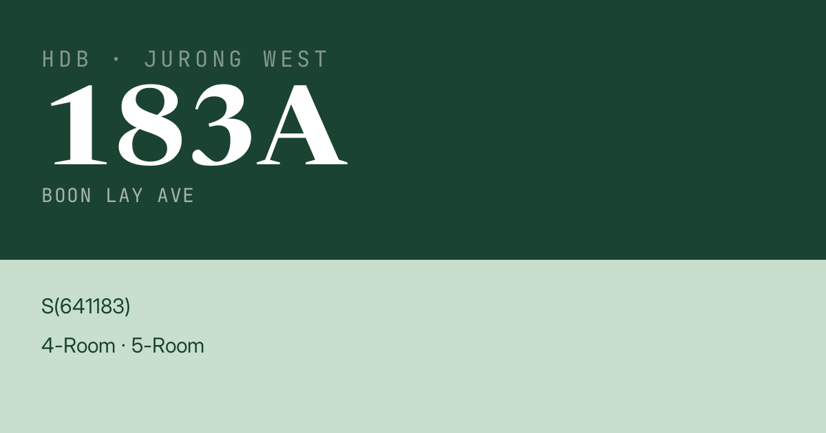 Blk 183A Boon Lay Ave HDB Resale | Price, Transactions & Rental Data