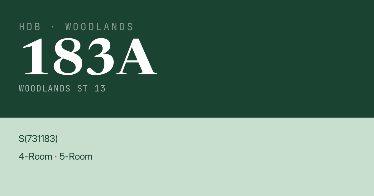 Blk 183A Woodlands St 13 HDB Resale | Price, Transactions & Rental Data