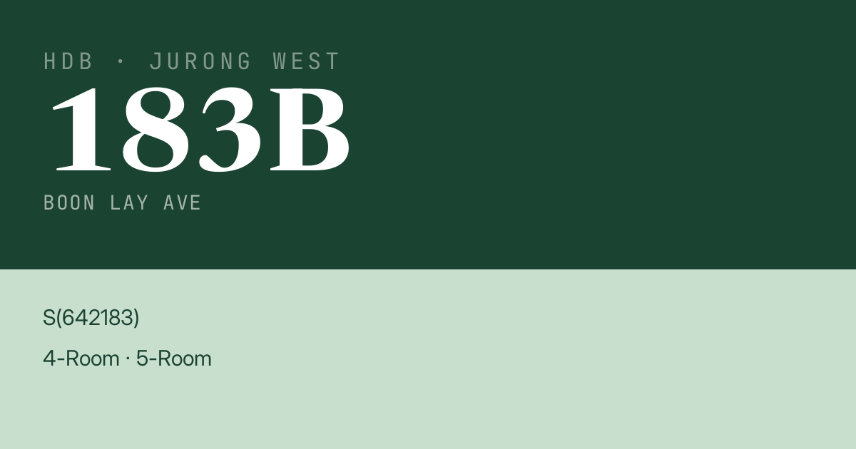 Blk 183B Boon Lay Ave HDB Resale | Price, Transactions & Rental Data