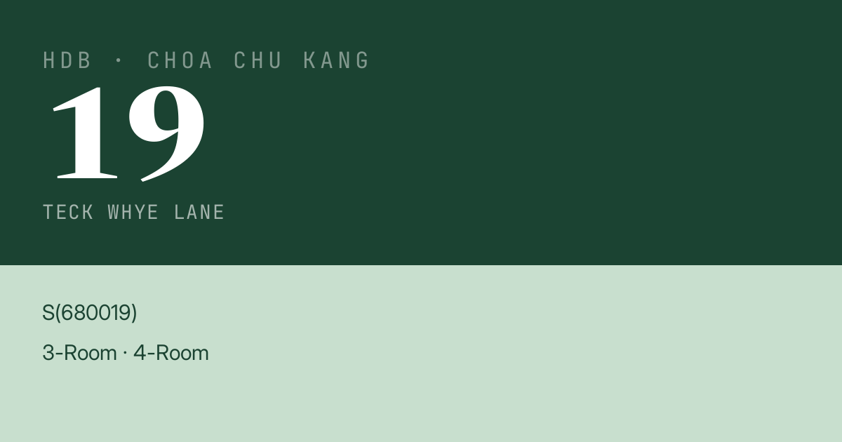 Blk 19 Teck Whye Lane HDB Resale | Price, Transactions & Rental Data