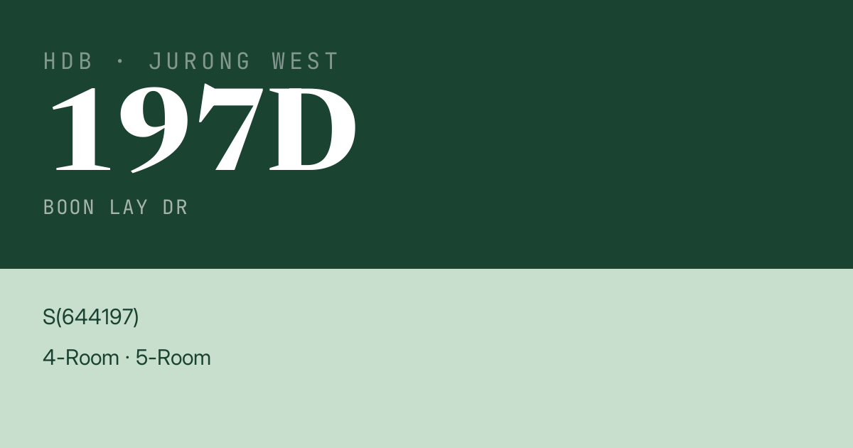 Blk 197D Boon Lay Dr HDB Resale | Price, Transactions & Rental Data