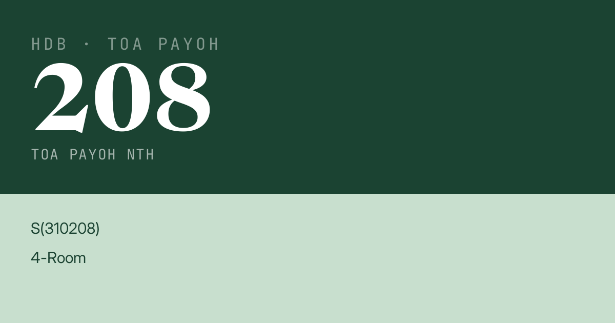 Blk 208 Toa Payoh Nth HDB Resale | Price, Transactions & Rental Data