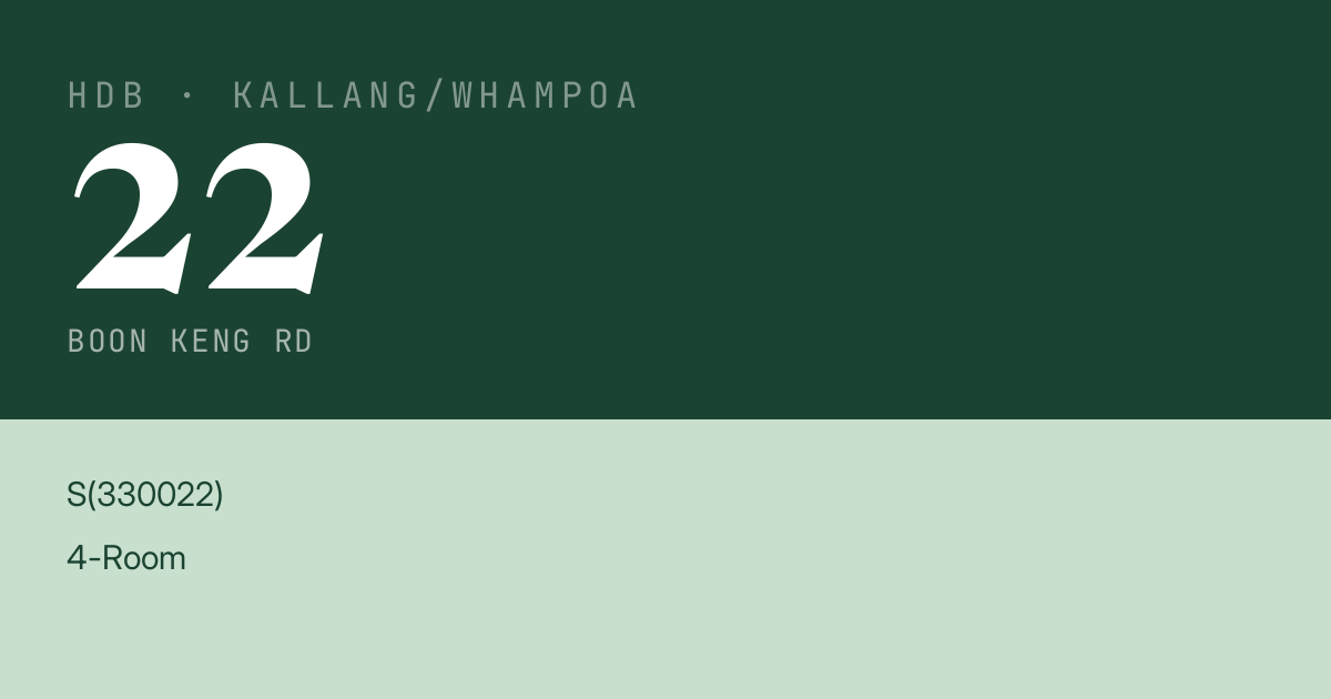 Blk 22 Boon Keng Rd HDB Resale | Price, Transactions & Rental Data