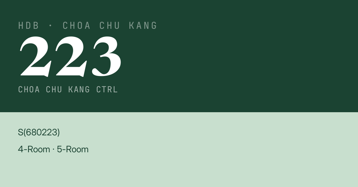 Blk 223 Choa Chu Kang Ctrl HDB Resale | Price, Transactions & Rental Data