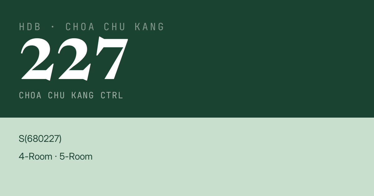 Blk 227 Choa Chu Kang Ctrl HDB Resale | Price, Transactions & Rental Data