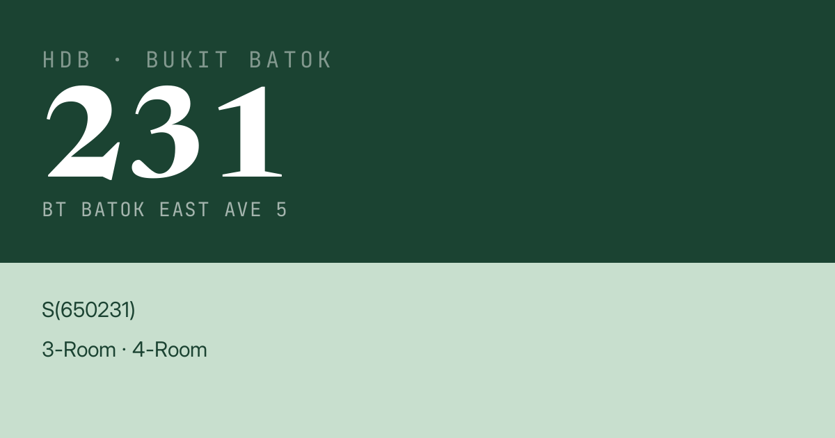 Blk 231 Bt Batok East Ave 5 HDB Resale | Price, Transactions & Rental Data