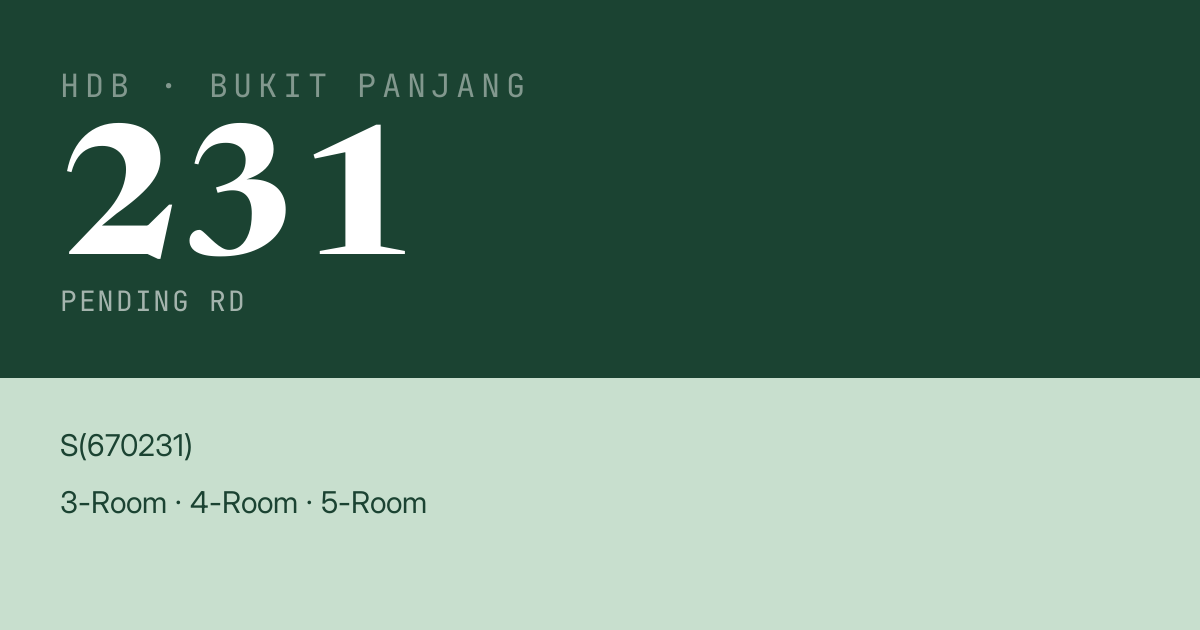 Blk 231 Pending Rd HDB Resale | Price, Transactions & Rental Data