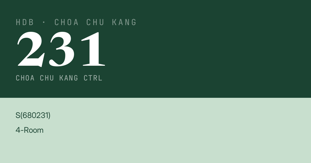 Blk 231 Choa Chu Kang Ctrl HDB Resale | Price, Transactions & Rental Data