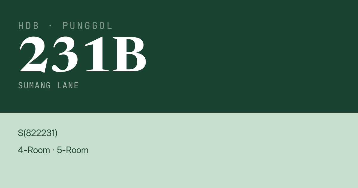 Blk 231B Sumang Lane HDB Resale | Price, Transactions & Rental Data