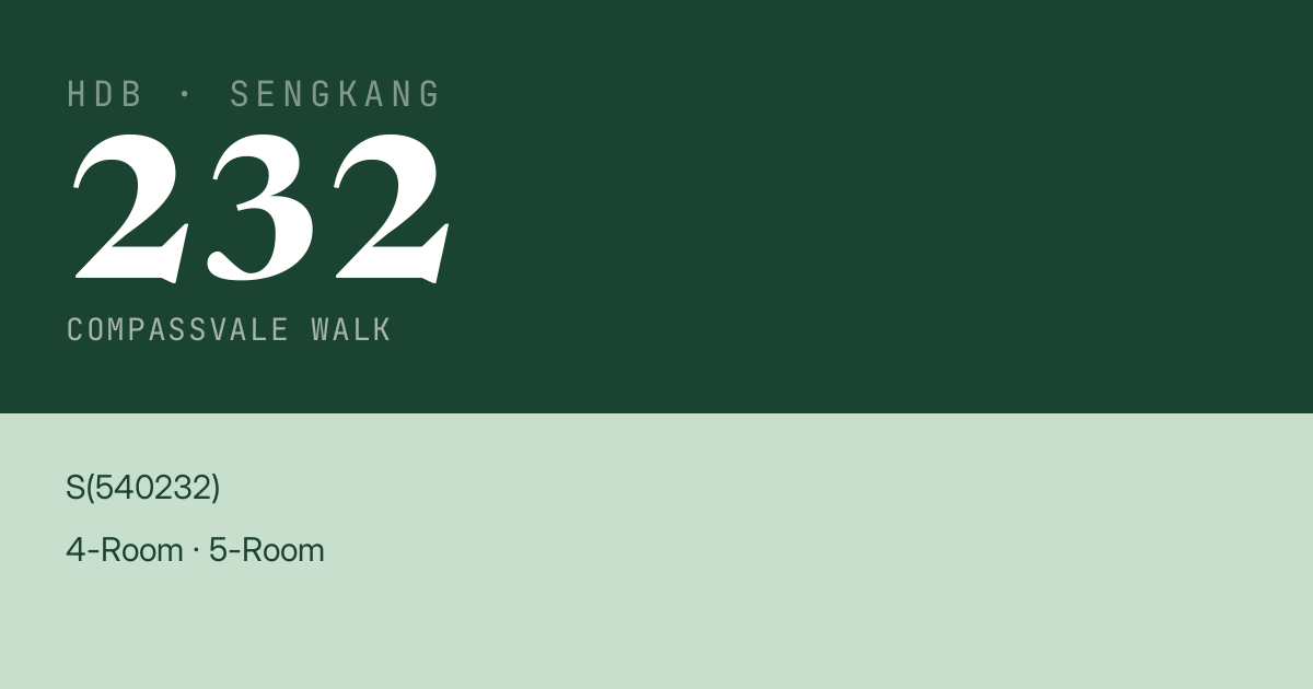 Blk 232 Compassvale Walk HDB Resale | Price, Transactions & Rental Data