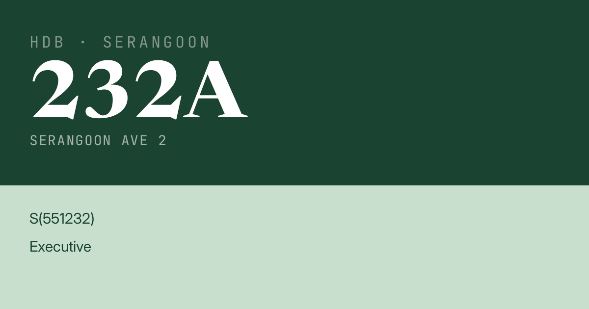 Blk 232A Serangoon Ave 2 HDB Resale | Price, Transactions & Rental Data