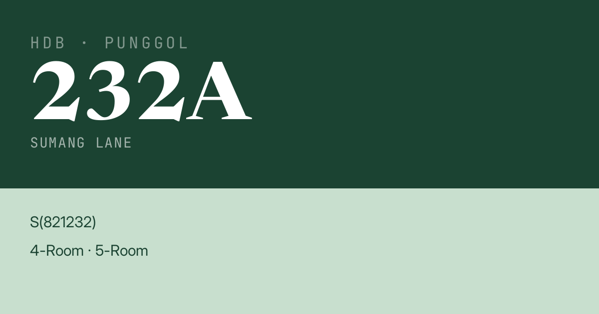 Blk 232A Sumang Lane HDB Resale | Price, Transactions & Rental Data