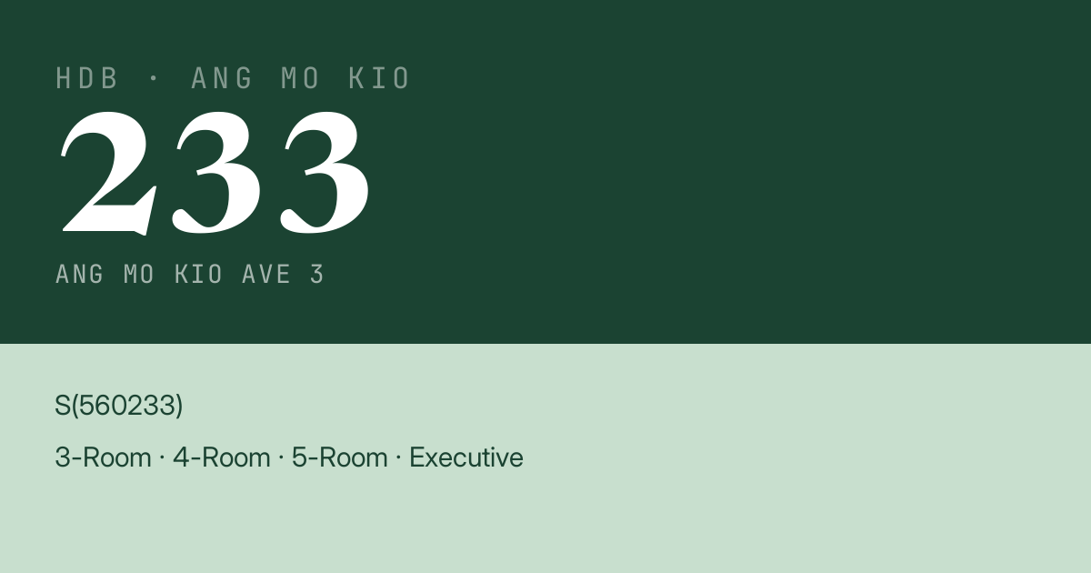 Blk 233 Ang Mo Kio Ave 3 HDB Resale | Price, Transactions & Rental Data