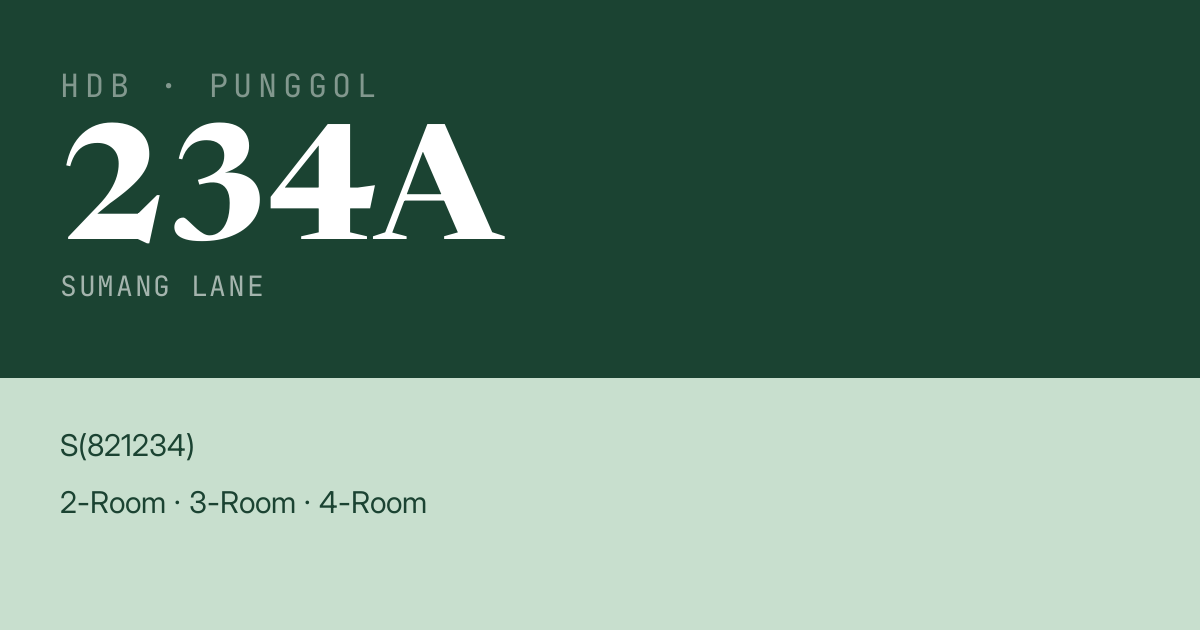 Blk 234A Sumang Lane HDB Resale | Price, Transactions & Rental Data