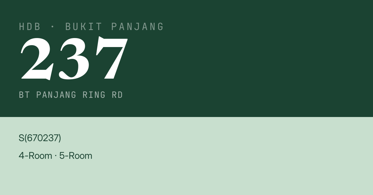 Blk 237 Bt Panjang Ring Rd HDB Resale | Price, Transactions & Rental Data