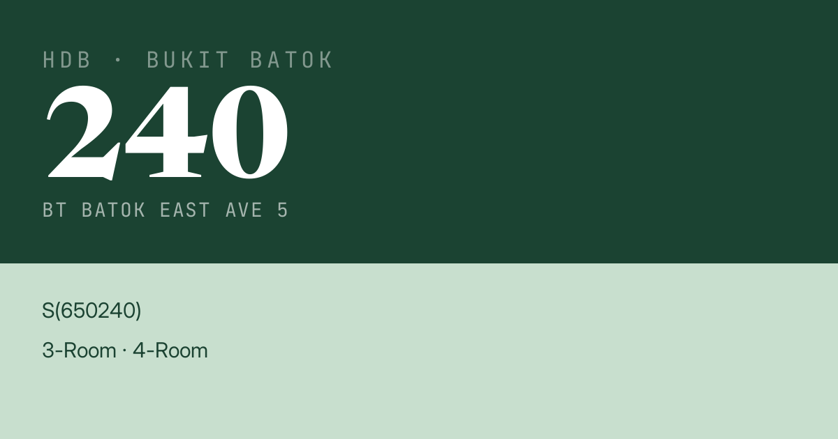 Blk 240 Bt Batok East Ave 5 HDB Resale | Price, Transactions & Rental Data