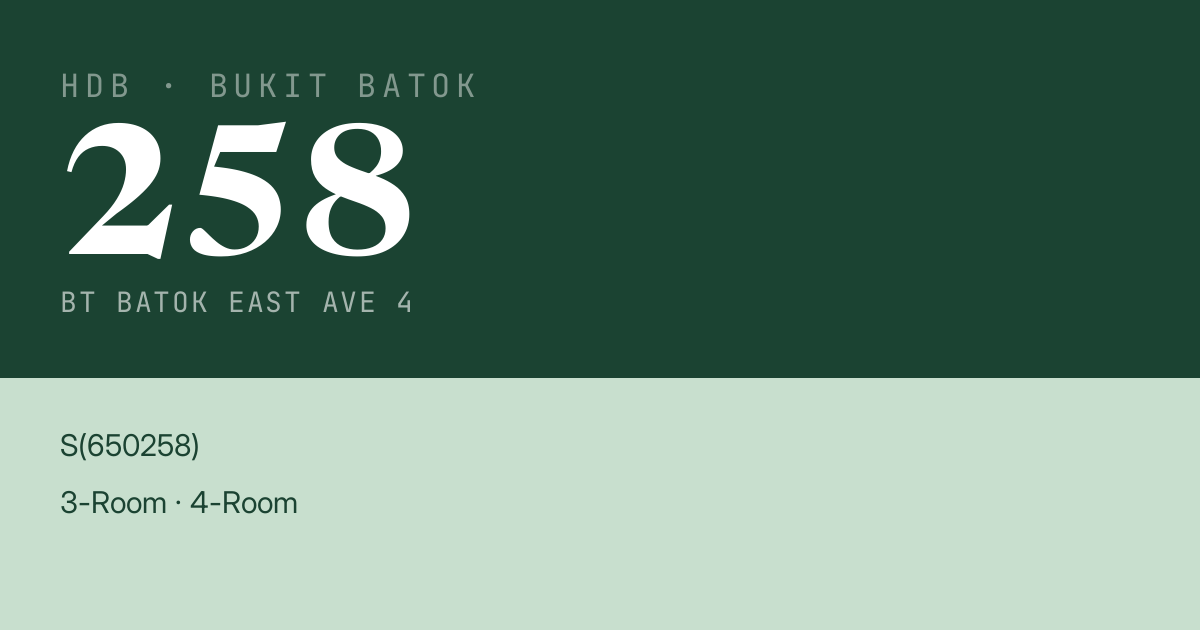 Blk 258 Bt Batok East Ave 4 HDB Resale | Price, Transactions & Rental Data