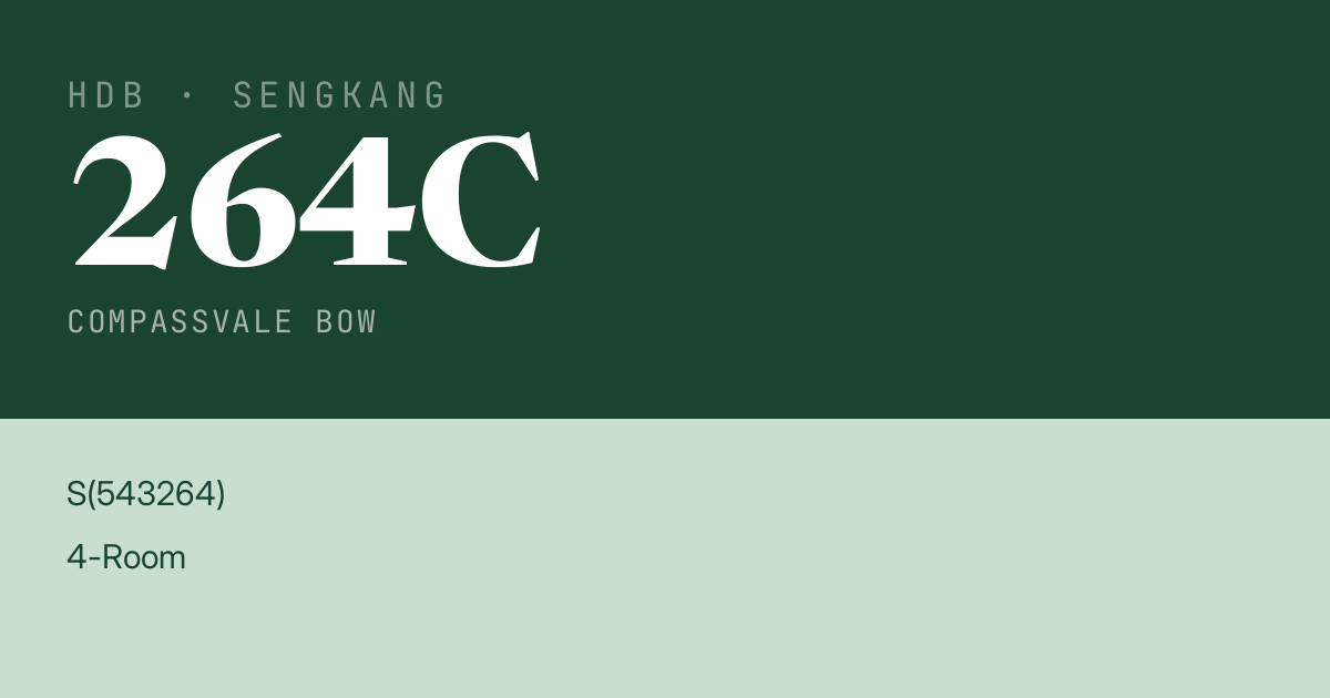 Blk 264C Compassvale Bow HDB Resale | Price, Transactions & Rental Data