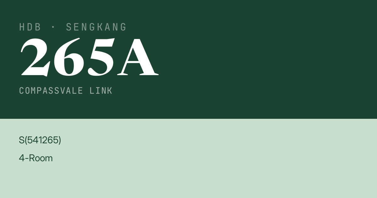 Blk 265A Compassvale Link HDB Resale | Price, Transactions & Rental Data