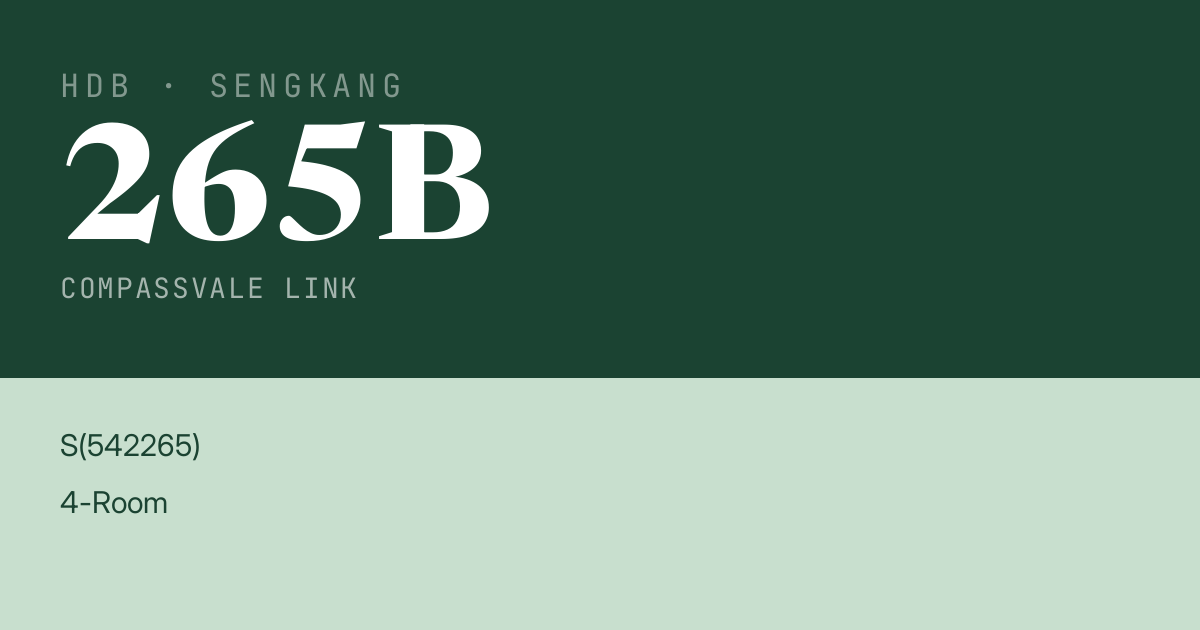 Blk 265B Compassvale Link HDB Resale | Price, Transactions & Rental Data