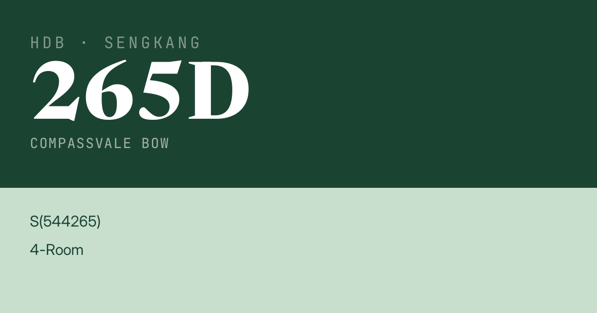 Blk 265D Compassvale Bow HDB Resale | Price, Transactions & Rental Data