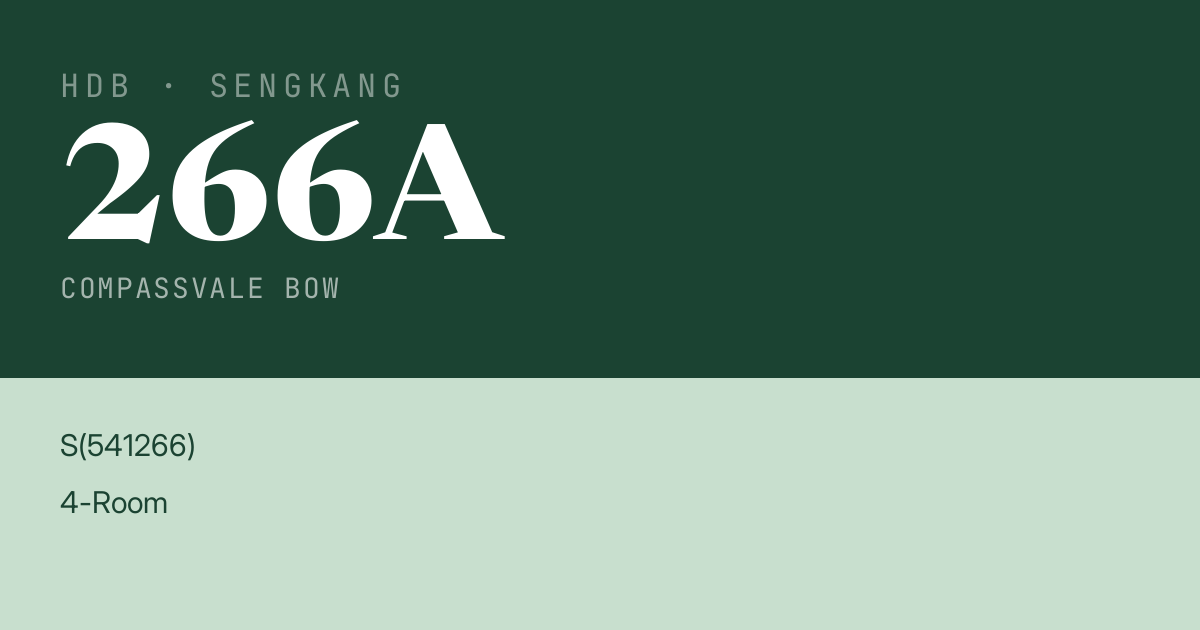 Blk 266A Compassvale Bow HDB Resale | Price, Transactions & Rental Data