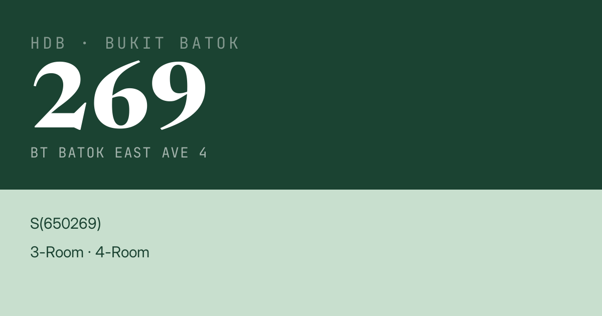Blk 269 Bt Batok East Ave 4 HDB Resale | Price, Transactions & Rental Data