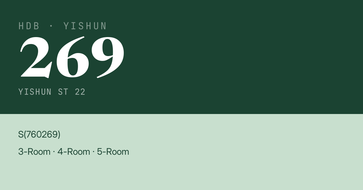 Blk 269 Yishun St 22 HDB Resale | Price, Transactions & Rental Data