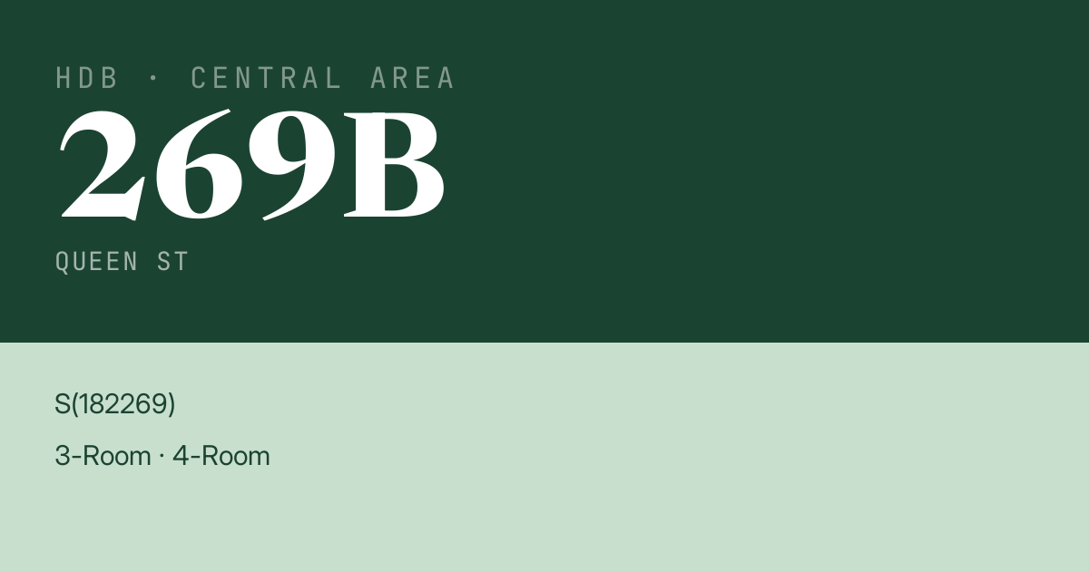 Blk 269B Queen St HDB Resale | Price, Transactions & Rental Data