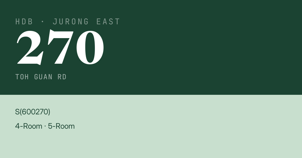 Blk 270 Toh Guan Rd HDB Resale | Price, Transactions & Rental Data
