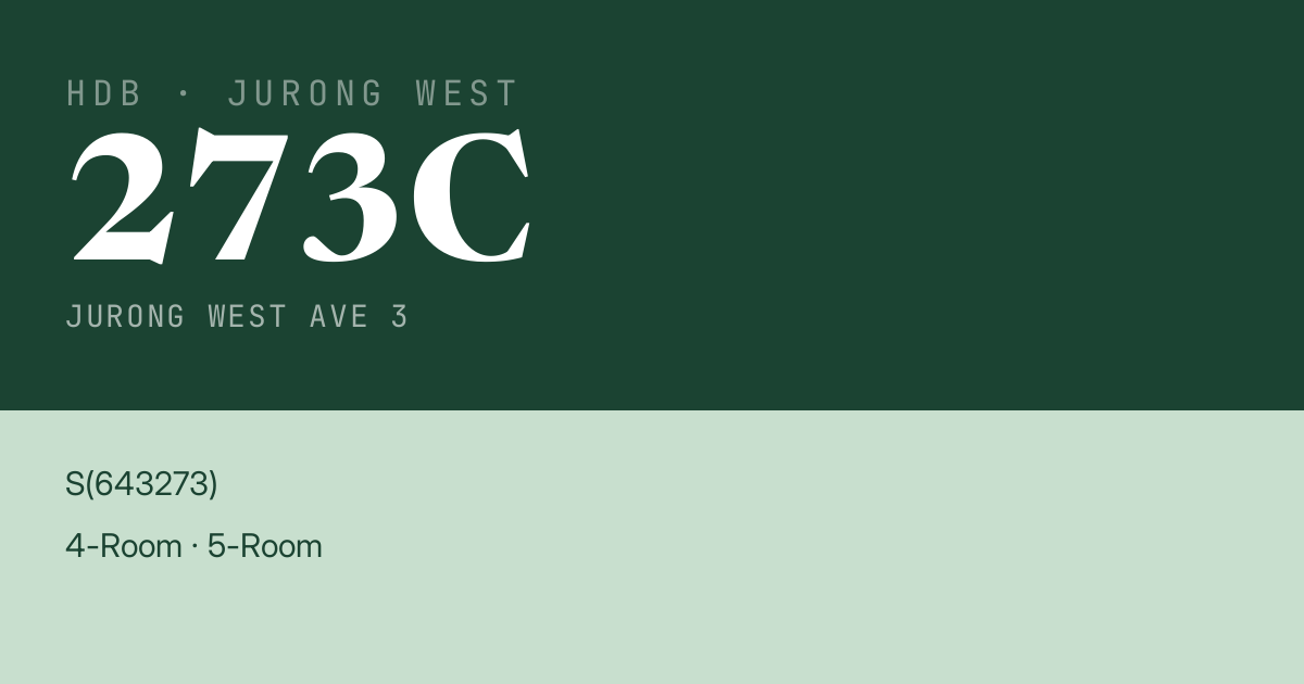 Blk 273C Jurong West Ave 3 HDB Resale | Price, Transactions & Rental Data