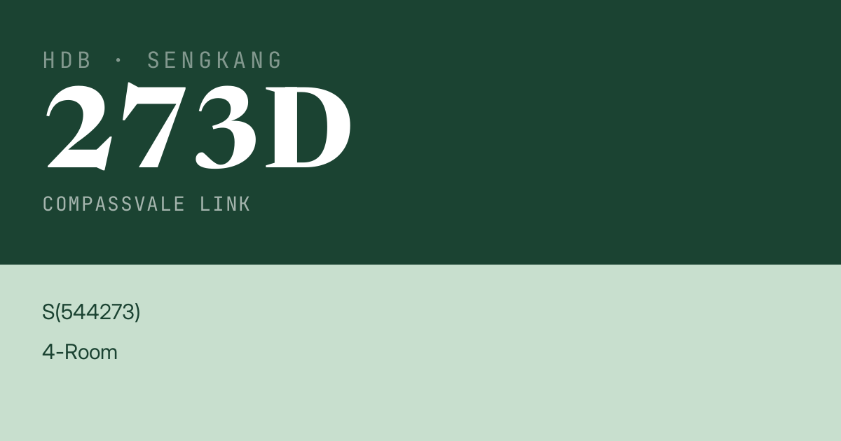 Blk 273D Compassvale Link HDB Resale | Price, Transactions & Rental Data