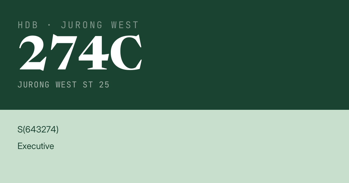 Blk 274C Jurong West St 25 HDB Resale | Price, Transactions & Rental Data