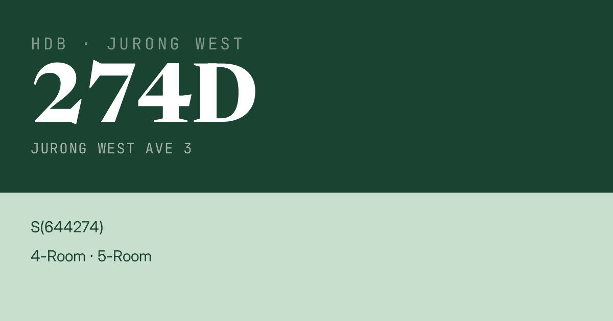 Blk 274D Jurong West Ave 3 HDB Resale | Price, Transactions & Rental Data