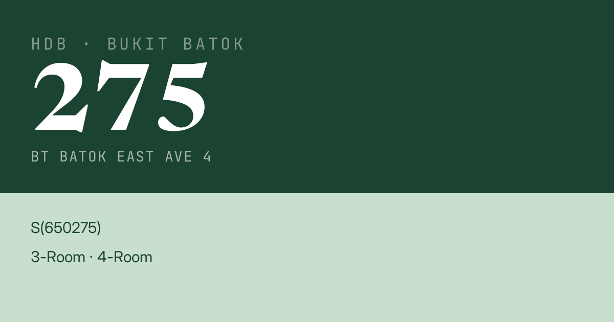 Blk 275 Bt Batok East Ave 4 HDB Resale | Price, Transactions & Rental Data