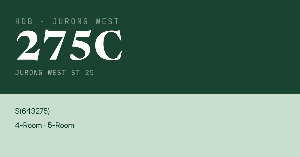 Blk 275C Jurong West St 25 HDB Resale | Price, Transactions & Rental Data