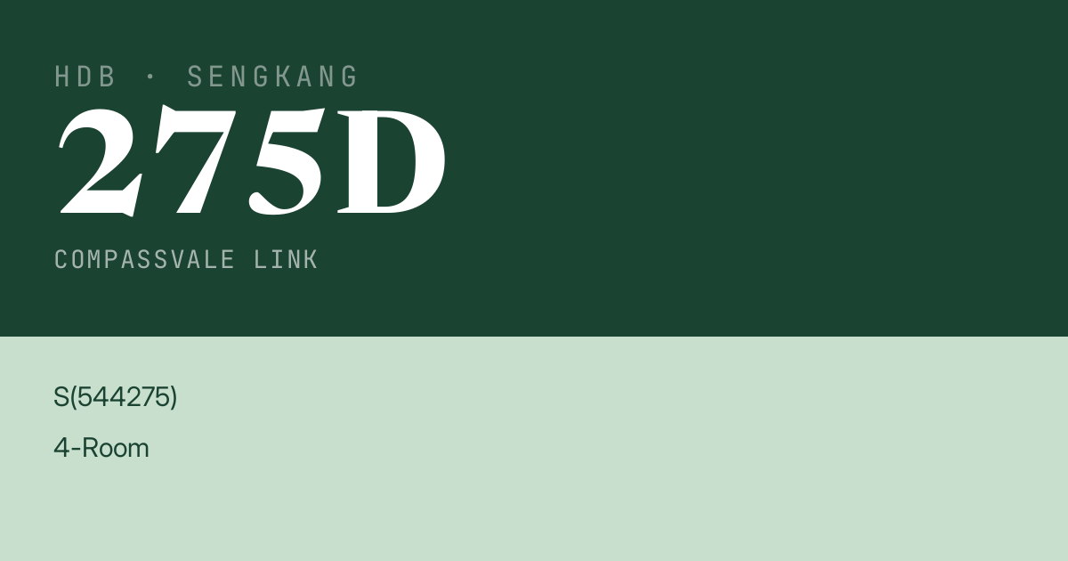 Blk 275D Compassvale Link HDB Resale | Price, Transactions & Rental Data