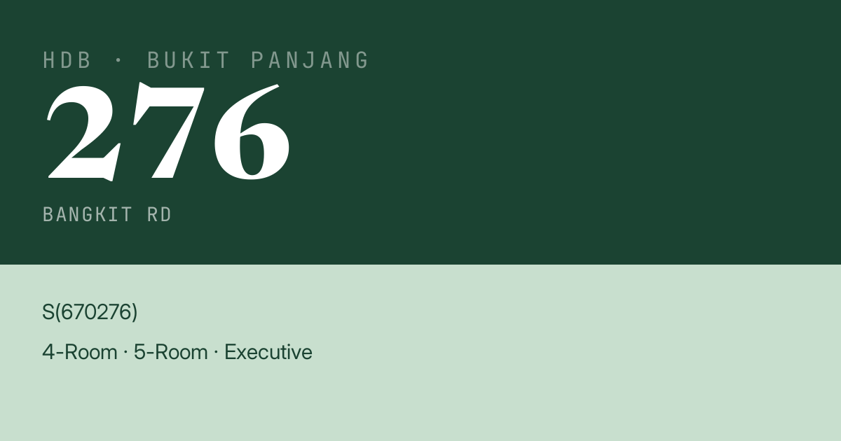 Blk 276 Bangkit Rd HDB Resale | Price, Transactions & Rental Data