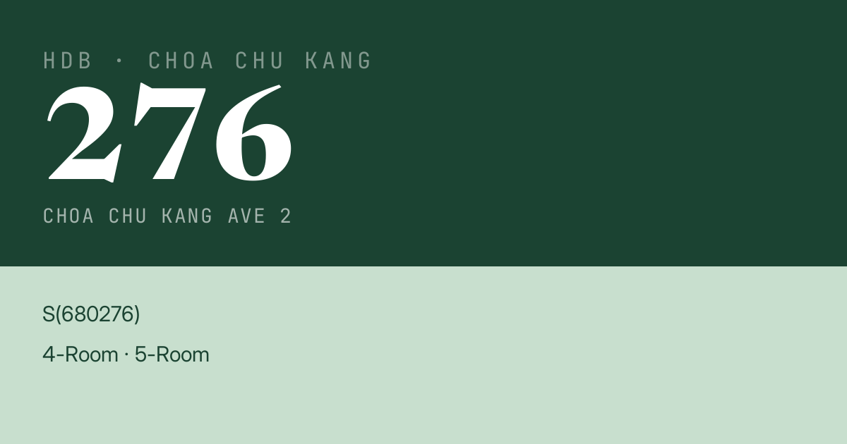 Blk 276 Choa Chu Kang Ave 2 HDB Resale | Price, Transactions & Rental Data