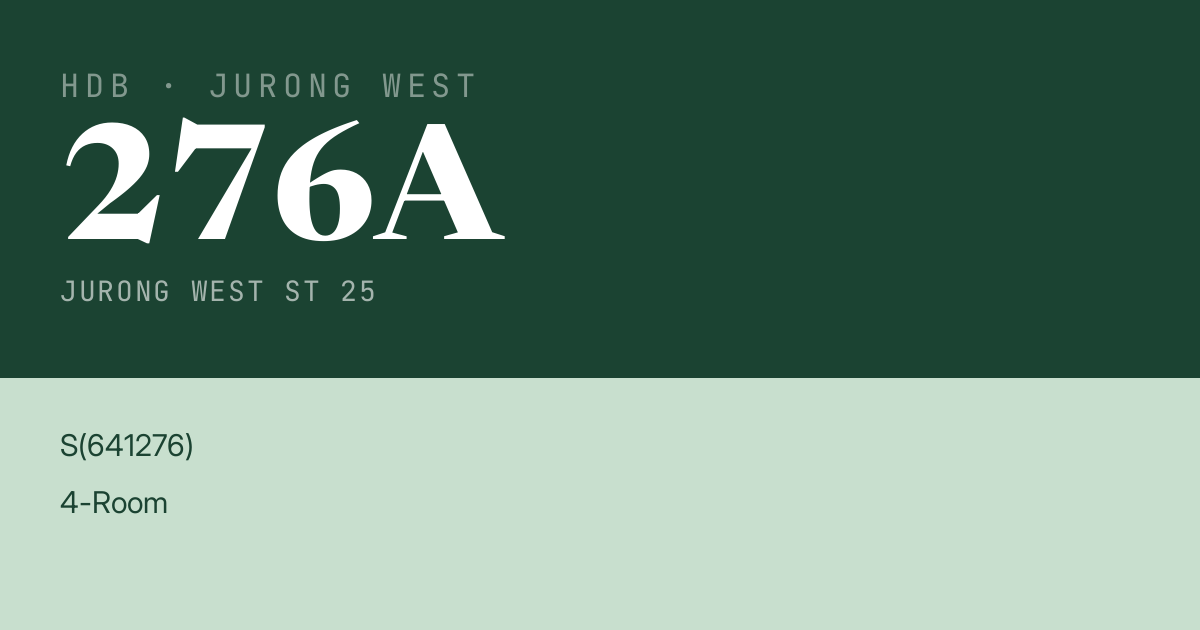 Blk 276A Jurong West St 25 HDB Resale | Price, Transactions & Rental Data