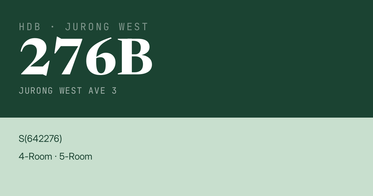 Blk 276B Jurong West Ave 3 HDB Resale | Price, Transactions & Rental Data