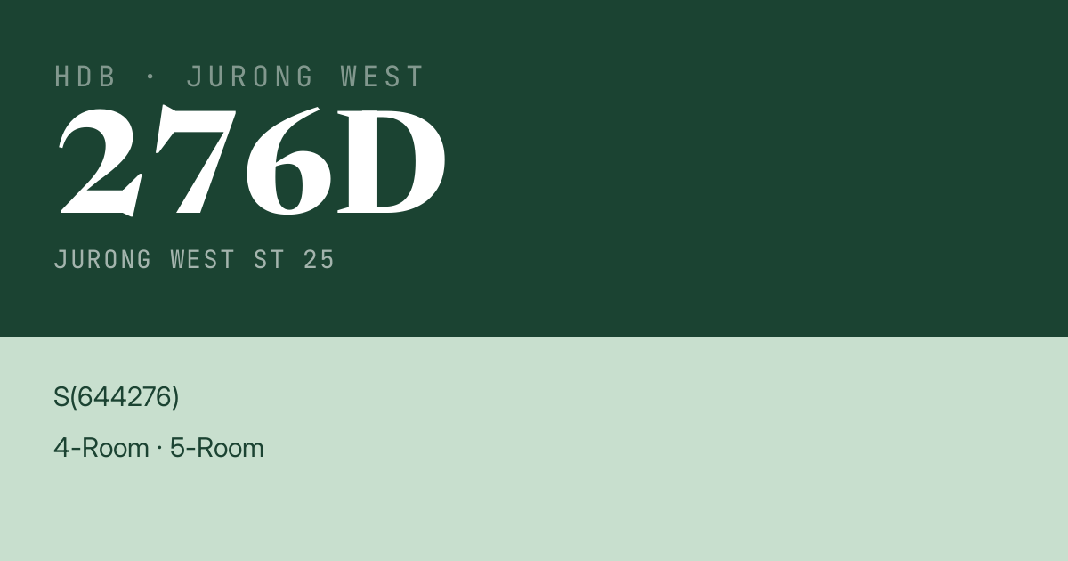 Blk 276D Jurong West St 25 HDB Resale | Price, Transactions & Rental Data