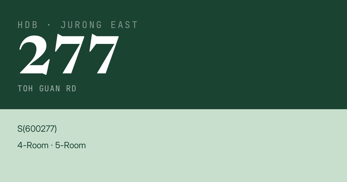 Blk 277 Toh Guan Rd HDB Resale | Price, Transactions & Rental Data