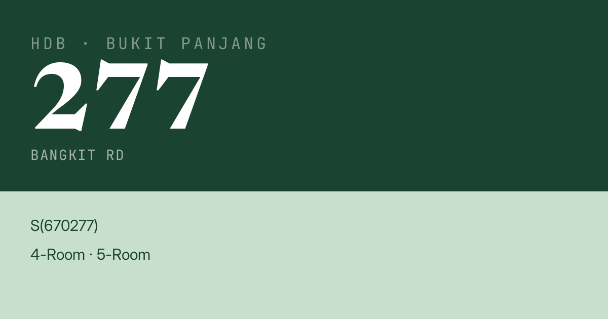 Blk 277 Bangkit Rd HDB Resale | Price, Transactions & Rental Data