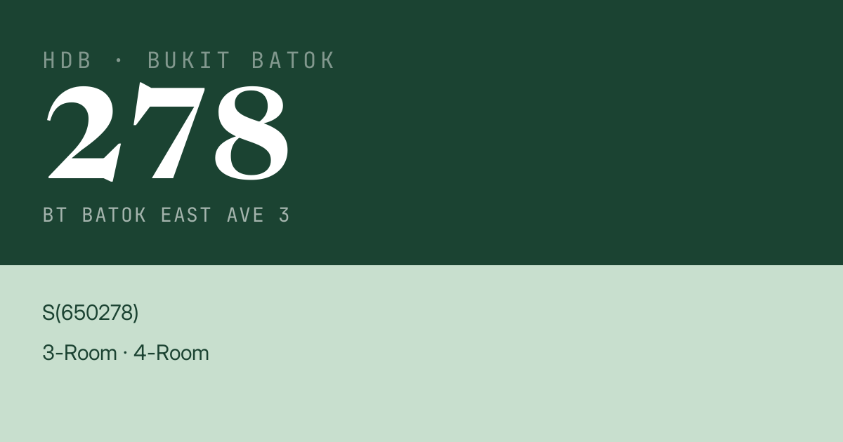 Blk 278 Bt Batok East Ave 3 HDB Resale | Price, Transactions & Rental Data