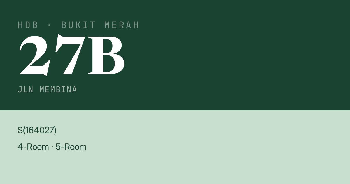 Blk 27B Jln Membina HDB Resale | Price, Transactions & Rental Data