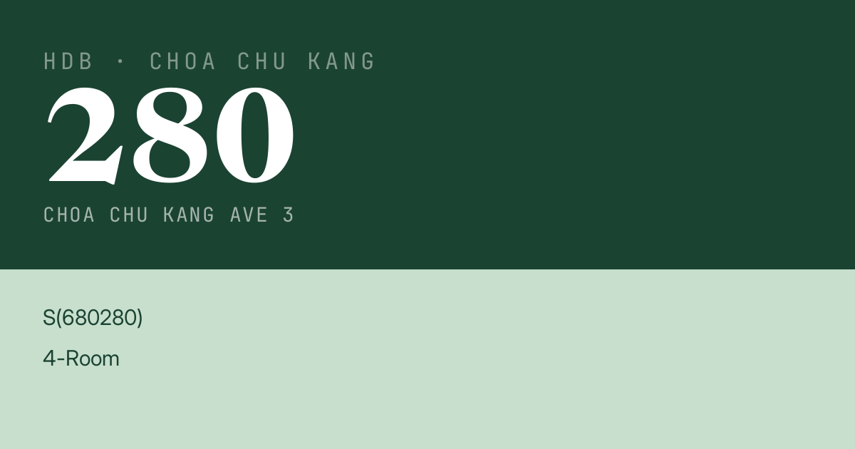Blk 280 Choa Chu Kang Ave 3 HDB Resale | Price, Transactions & Rental Data